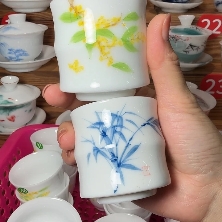 冰种微瑕专场手绘釉下彩两个一组42