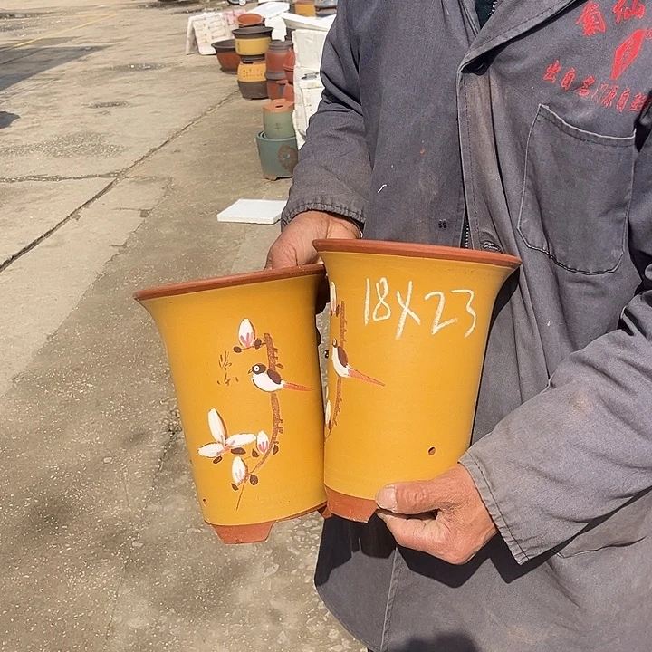 紫砂紫砂花盆和小