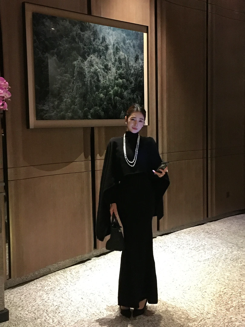 韩版气质御姐风长袖气质连衣裙早秋收腰显瘦修身包臀长裙