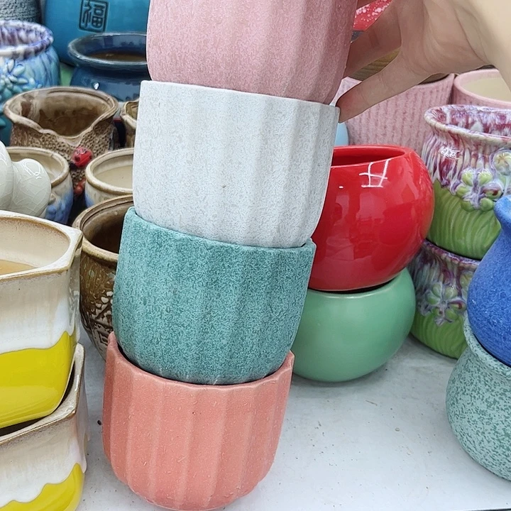 多肉绿植陶瓷花盆9.9包邮，有孔