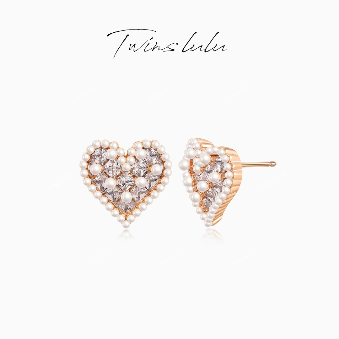 TWINS LULU 镀K金 时尚小众款气质温柔俏皮甜美爱心耳环TSL2154