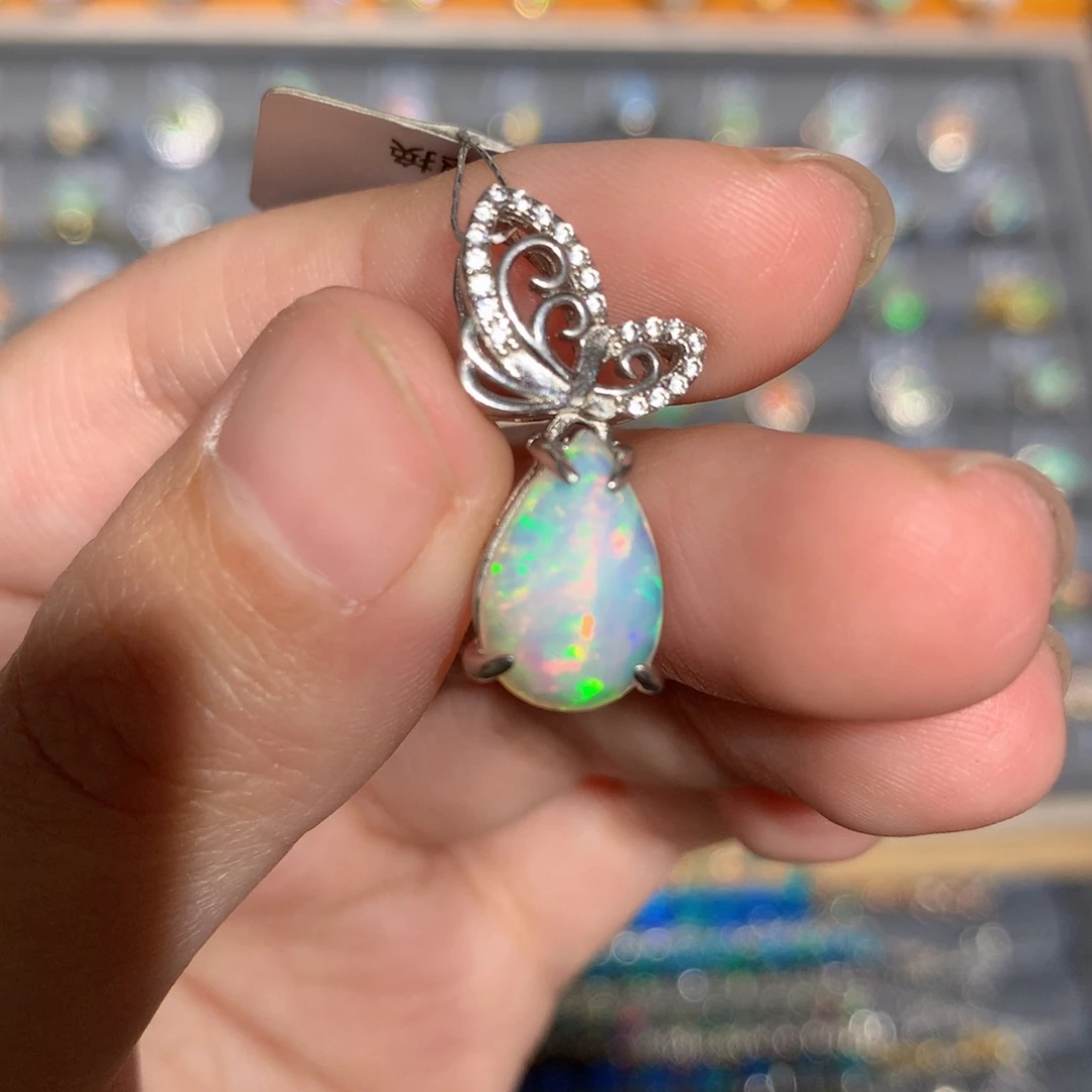 银S925镶嵌欧泊欧泊吊坠y