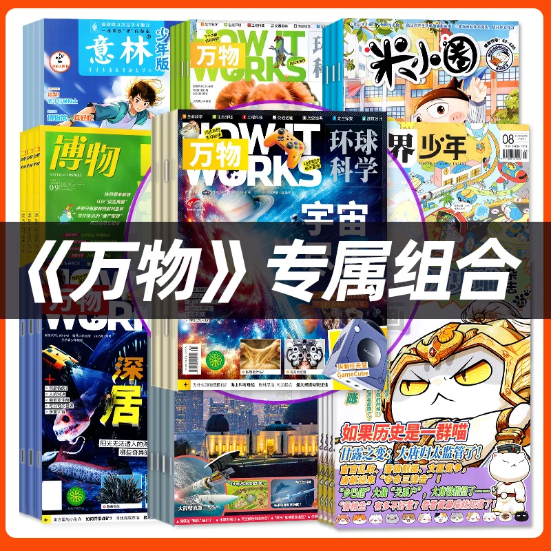 万物杂志+好奇号/意林/商界少年/少年新知/博物2025/2026组合订阅