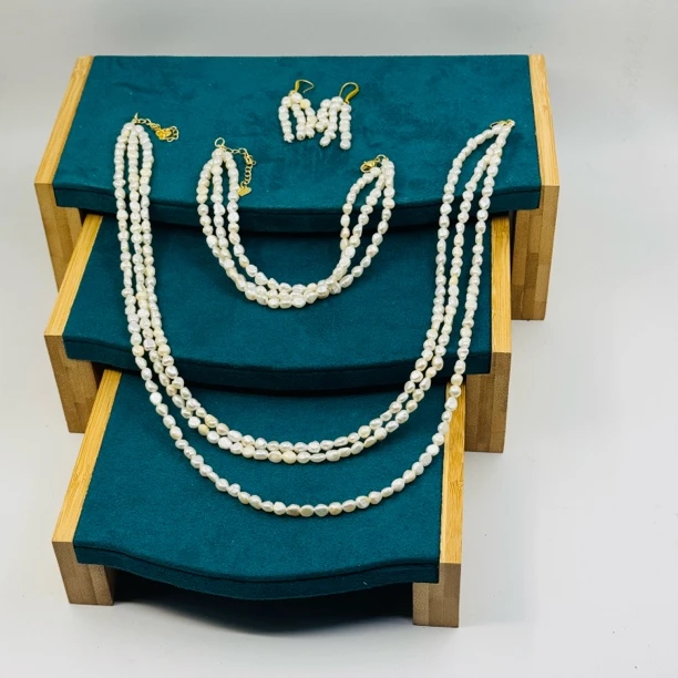 铜仿珍珠项链 TJ266 仿珍珠首饰 项链耳环手链三件套