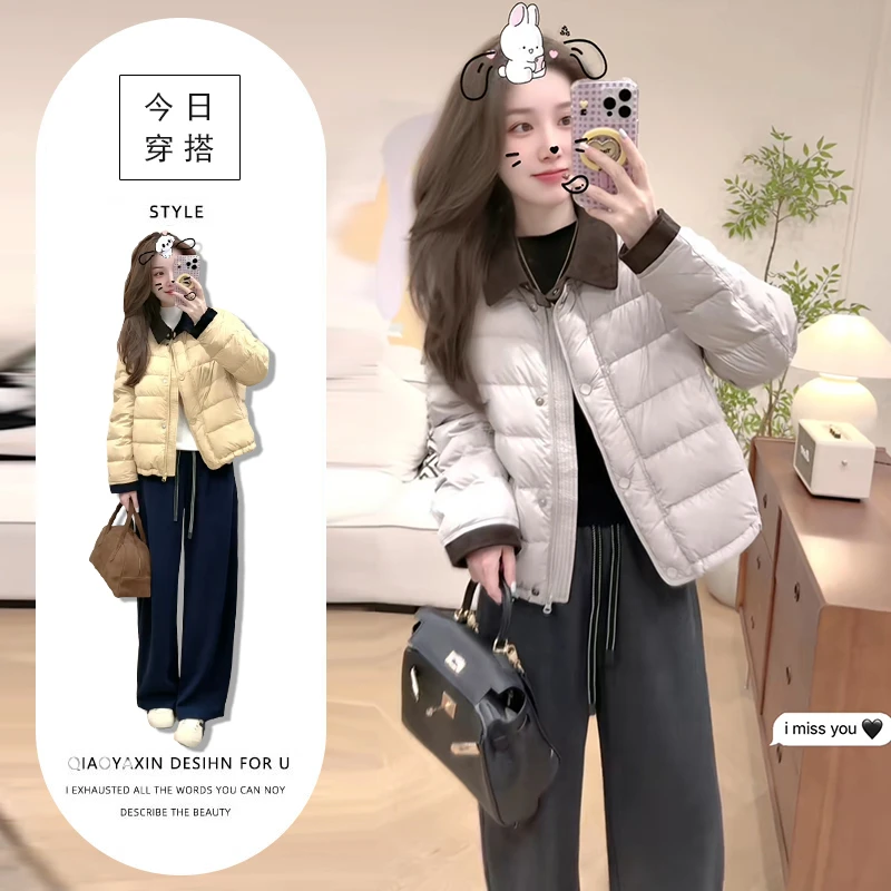 2025冬季新款韩版宽松棉服外套高腰运动裤女盐系简约百搭两件套潮