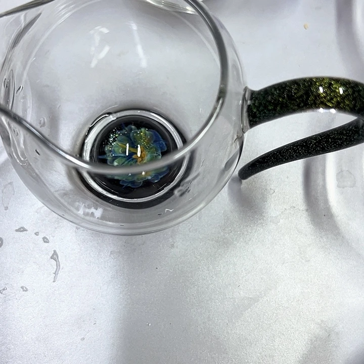 星空蓝花黑金把手公道杯