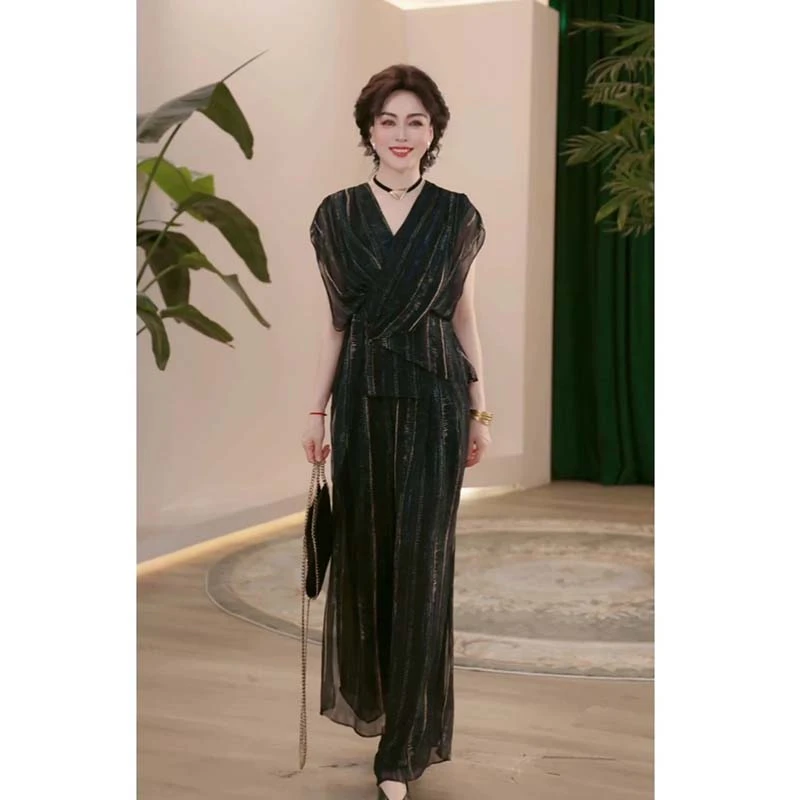 【两件套】【有里布 】新款夏季时尚套装衬衣女装洋气减龄T恤D1886