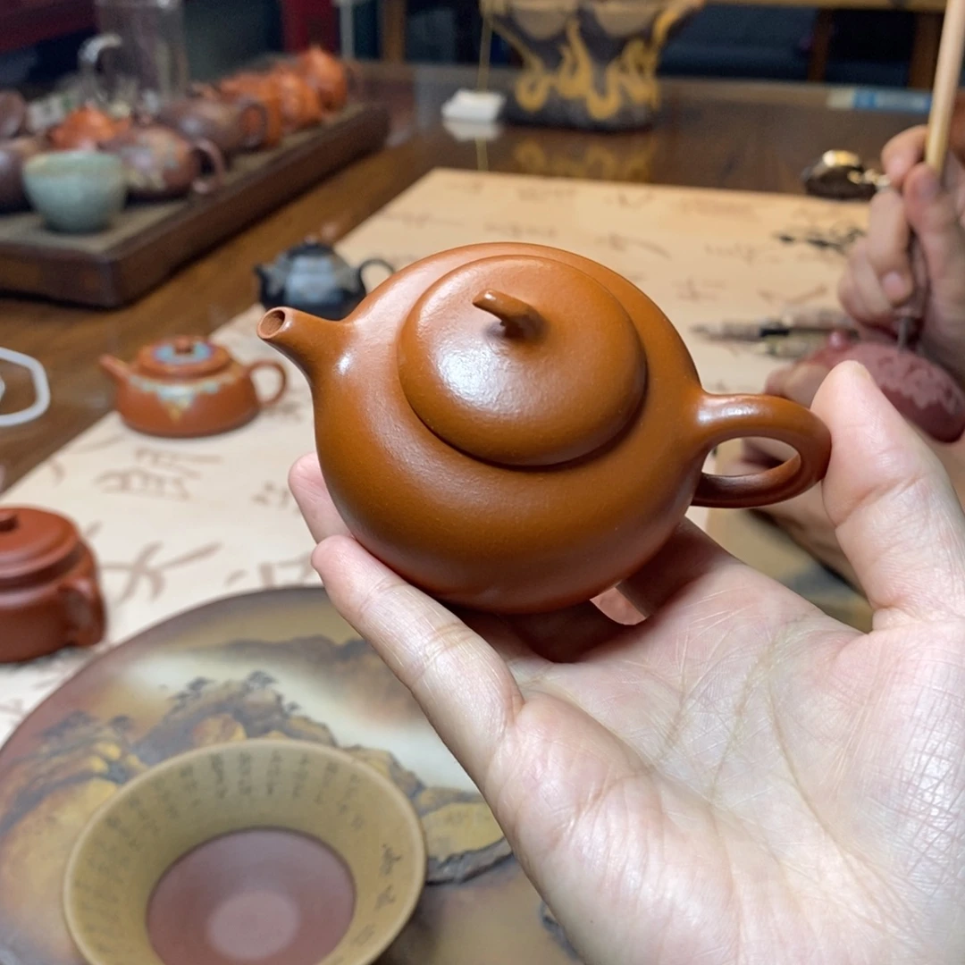 云***天紫砂茶壶红泥小茄瓜