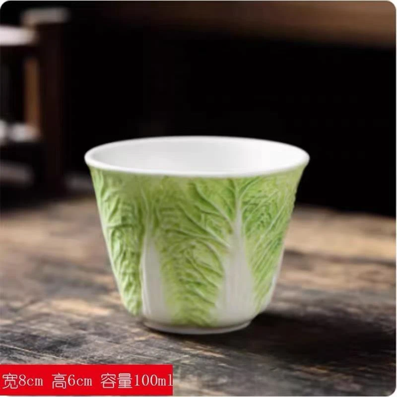 羊脂玉瓷白菜创意主人杯个人专用功夫茶盏茶杯