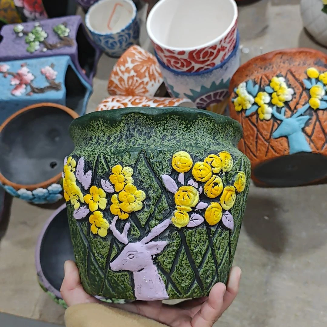 红陶吸水透气的白陶花盆凑满12发货