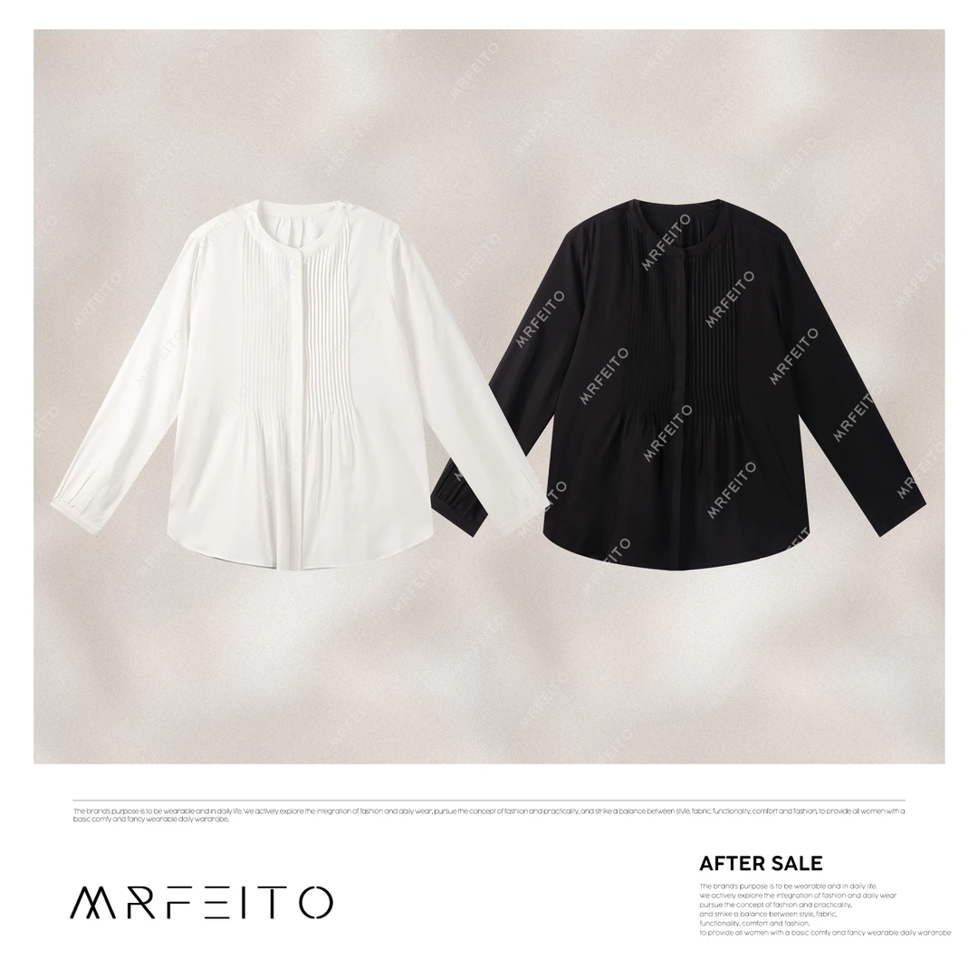 2025春季新款简约压褶纯色女士衬衫H16C02C30864