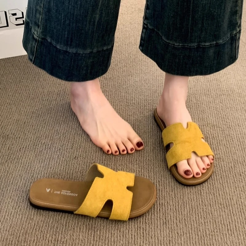 勃肯凉拖鞋女夏外穿2025新款超火法式绝美沙滩孕妇防滑平底一字拖