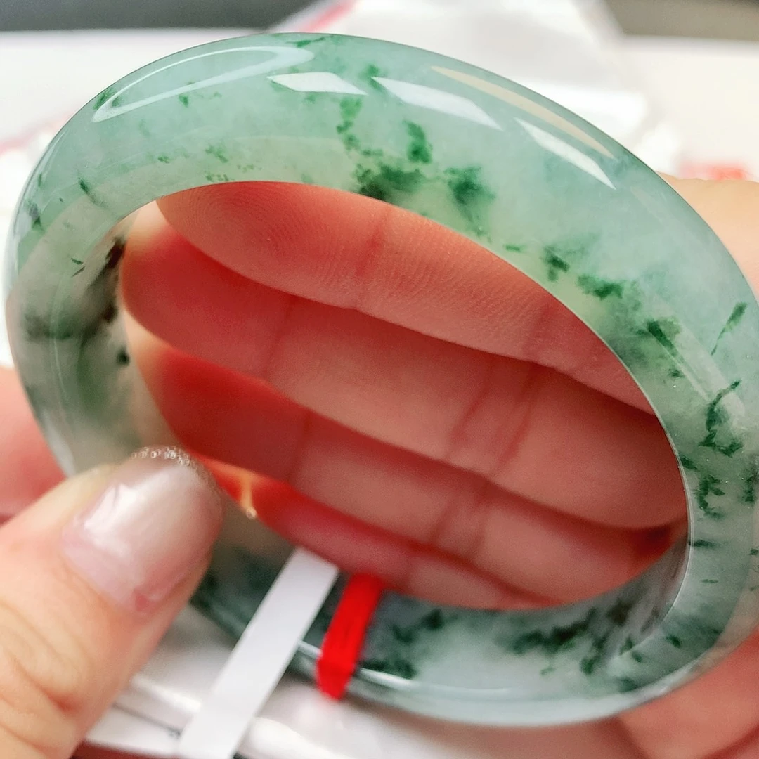 未镶嵌手镯翡翠缅甸纯天然A货老坑种翡翠浓墨冰飘花180号