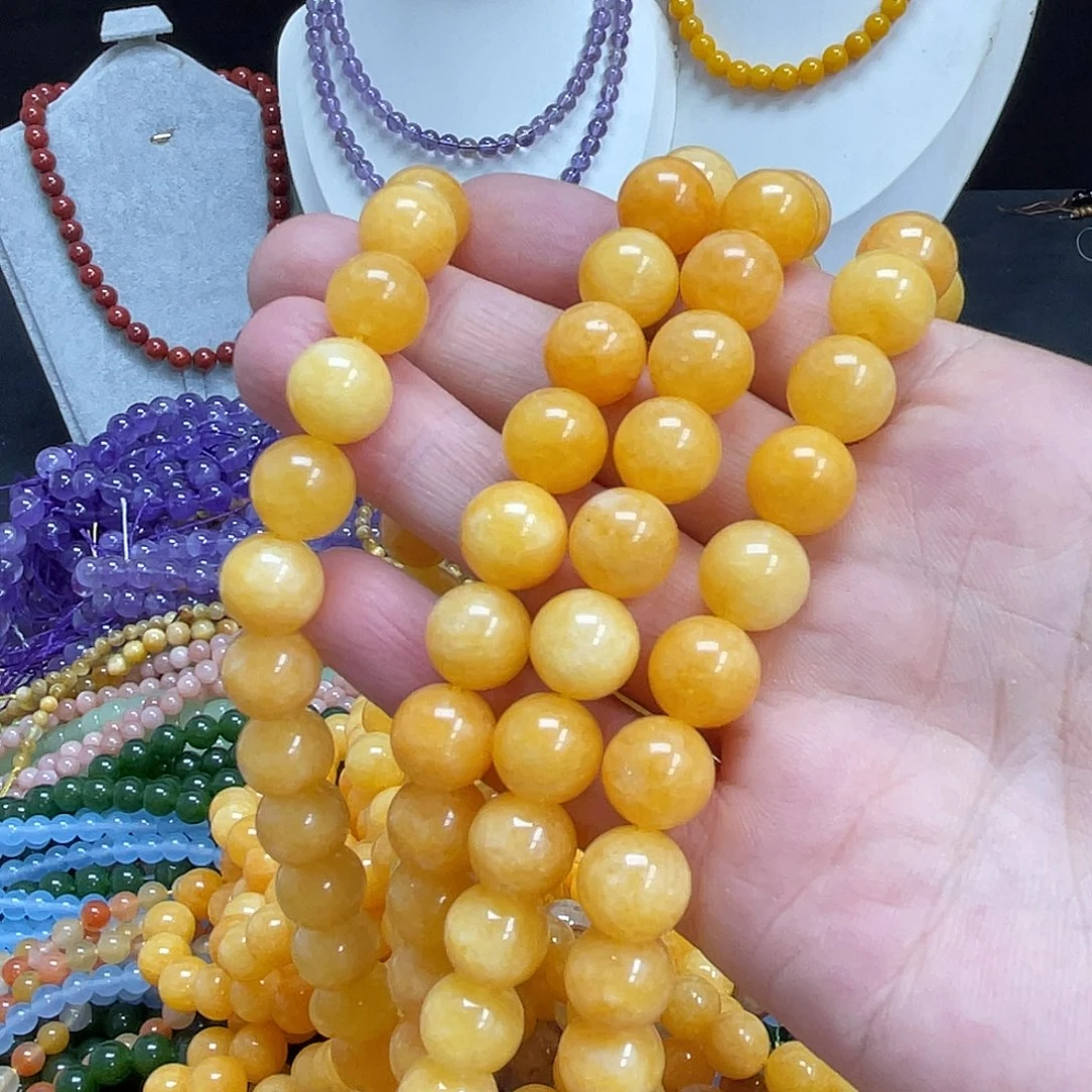 未镶嵌半成品玛瑙/玉髓蜜蜡黄玉10米