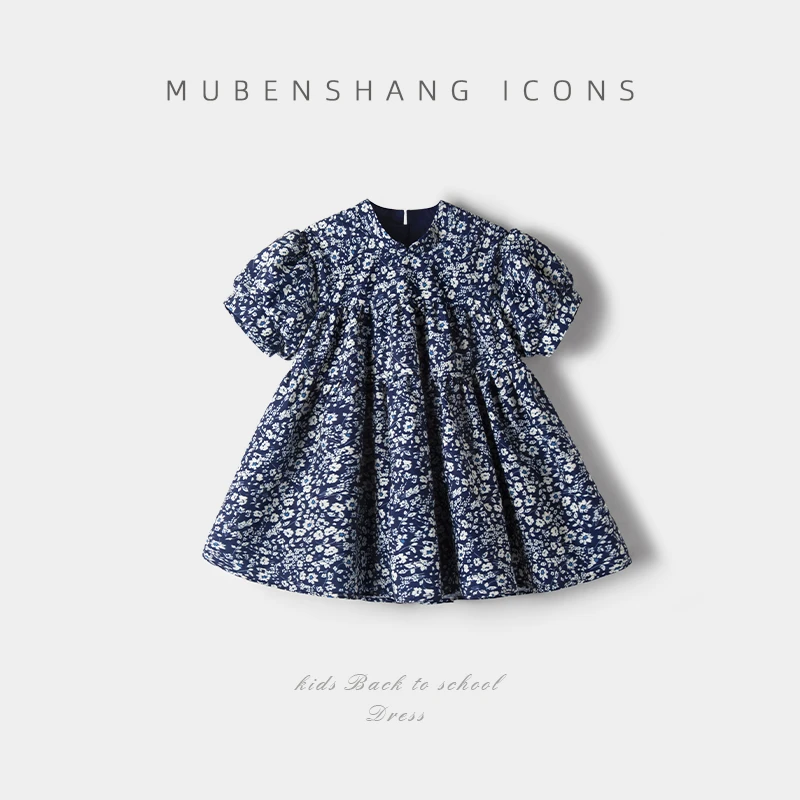 木本尚【儿童连衣裙】春秋新款碎花女童洋气时尚泡泡袖公主裙印花