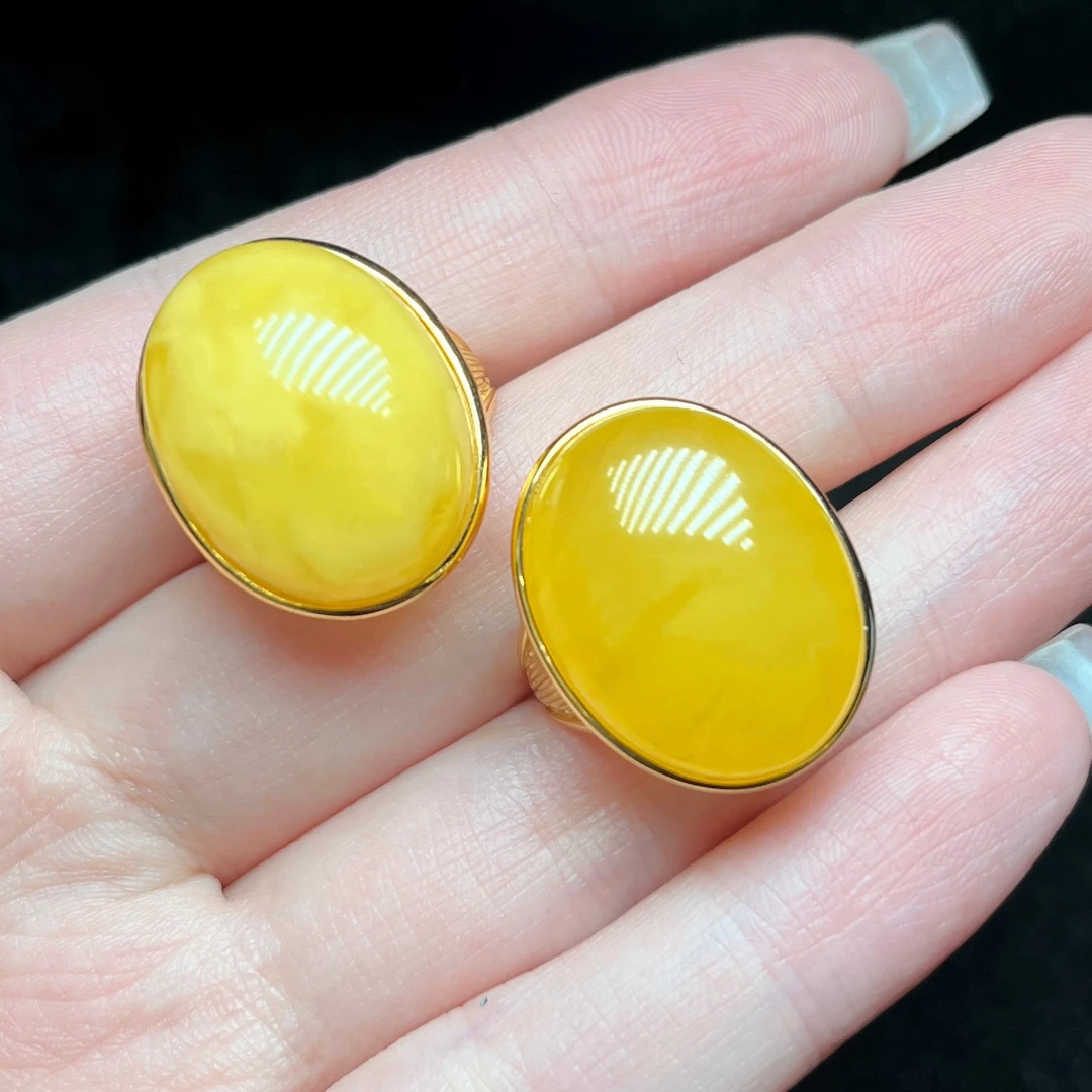 V55285-K-S925银蜜蜡戒指-20x15mm多样性发一件（商城）