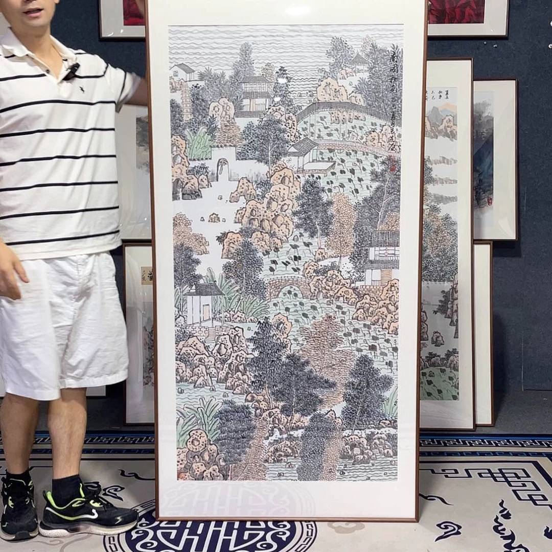 国画手绘画作品带框