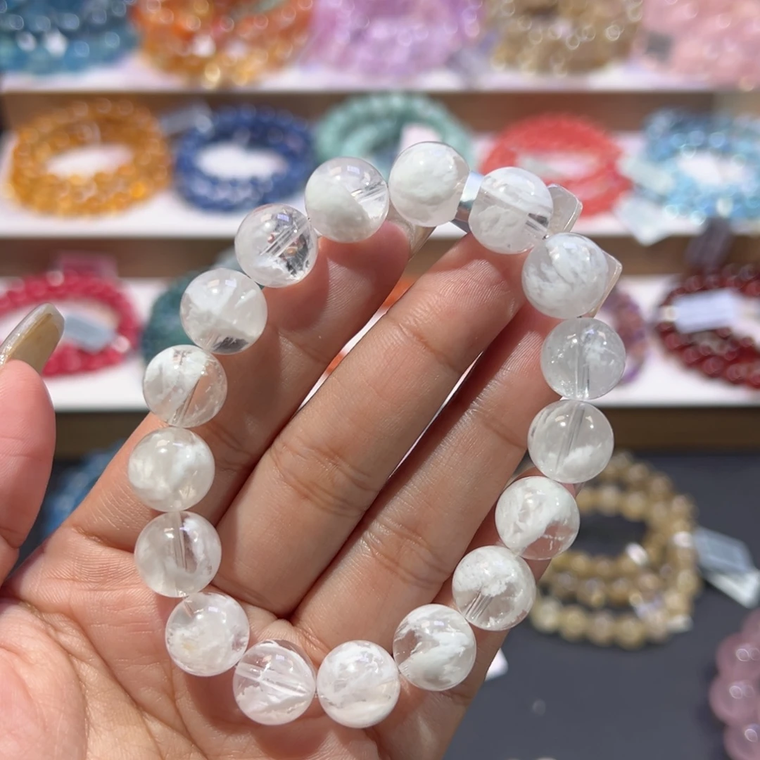 手串水晶未镶嵌祖宗级白雪花幽灵12mm