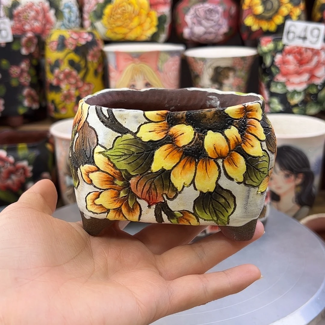 景德镇陶瓷花盆长10