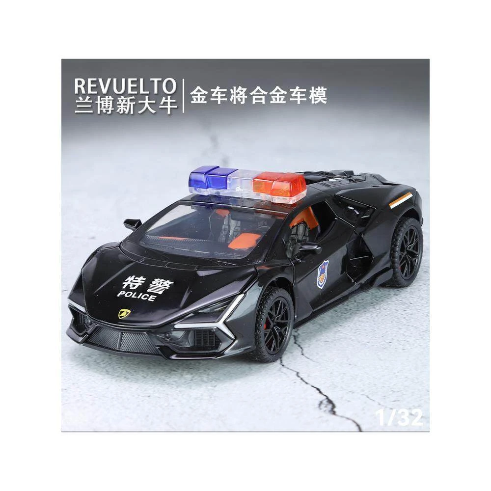 合金警车奔驰宝马保时捷仰望兰博模型汽车儿童玩具车真模型摆件
