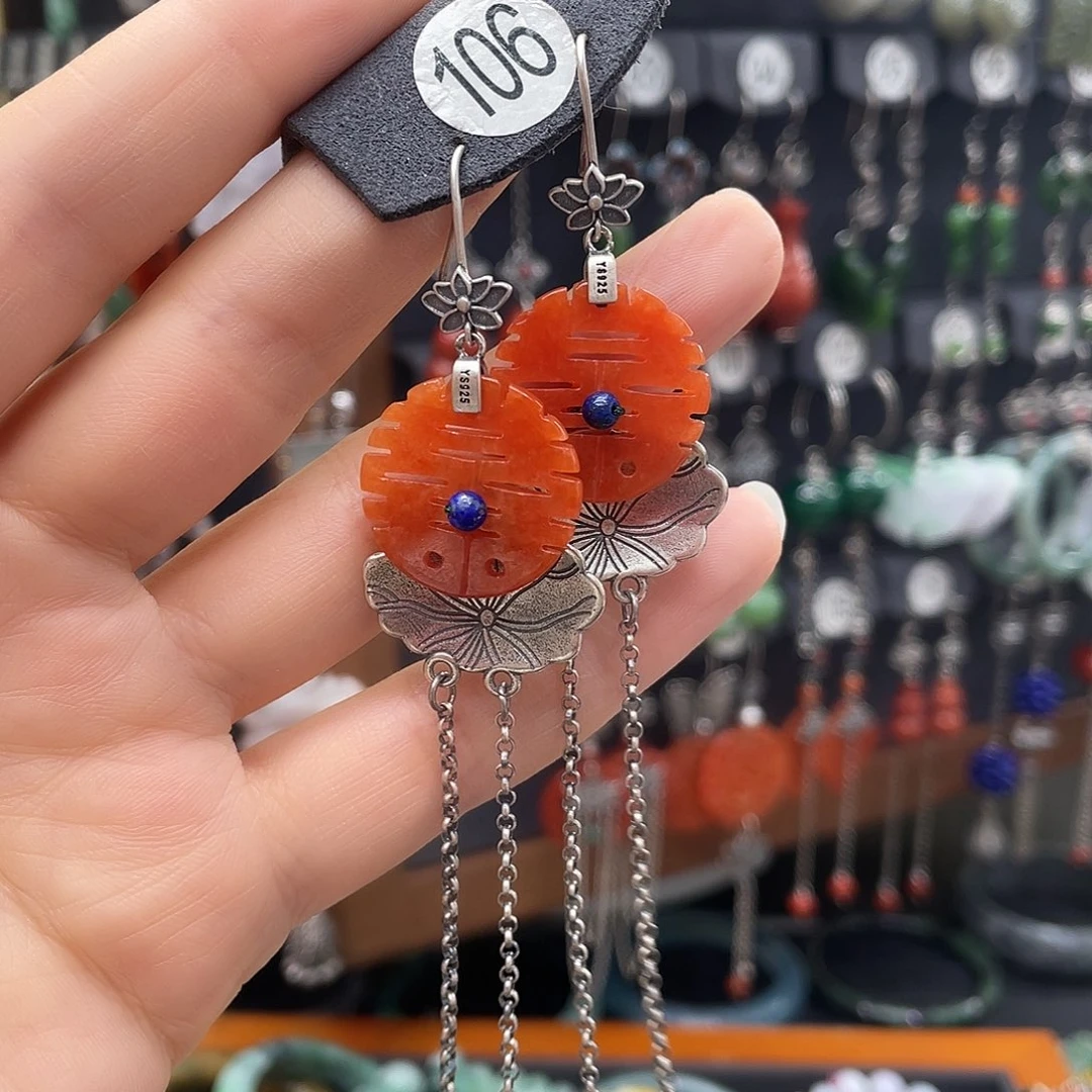 翡翠耳饰银S925镶嵌梅****柜606ghjjhj