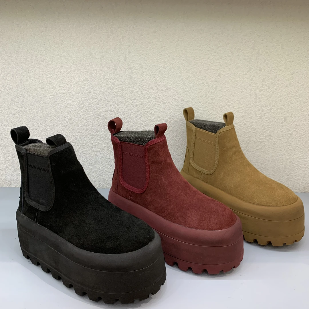 2024年新款真皮厚底增高雪地靴女款冬季加绒保暖鞋时尚雪地靴