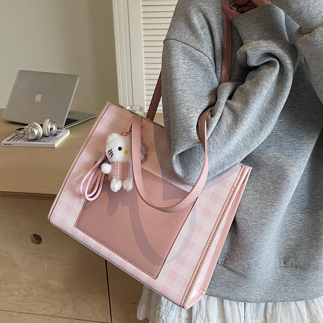 高级感单肩大包包女夏2025新款百搭大容量托特包大学生上课通勤包