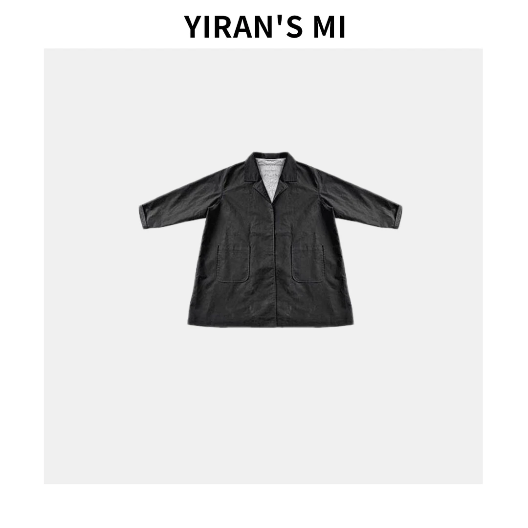 一然 极简翻领洗水撞色休闲夹克娃娃风衣外套 DY00454