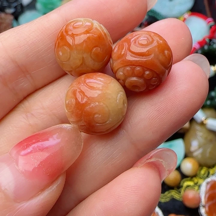 翡翠颈饰未镶嵌喜*子天然A货