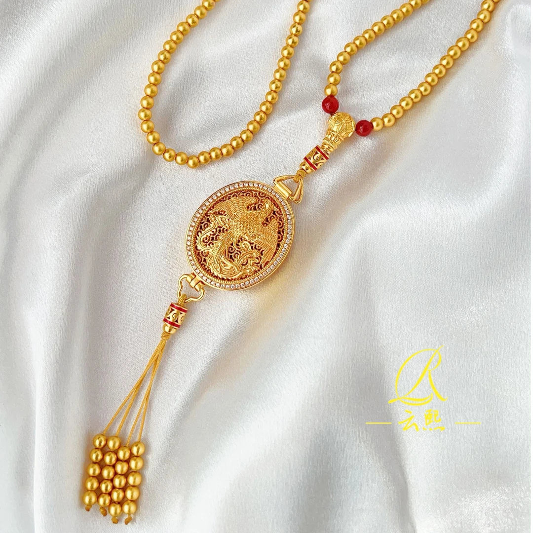 铜合金吊坠 【龙凤香囊】点钻 可打开 立体高级感珠串项链 D64