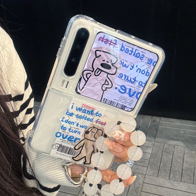 适用华为purax典藏版折叠屏手机壳PuraX白色标签报纸小狗猫咪小鱼