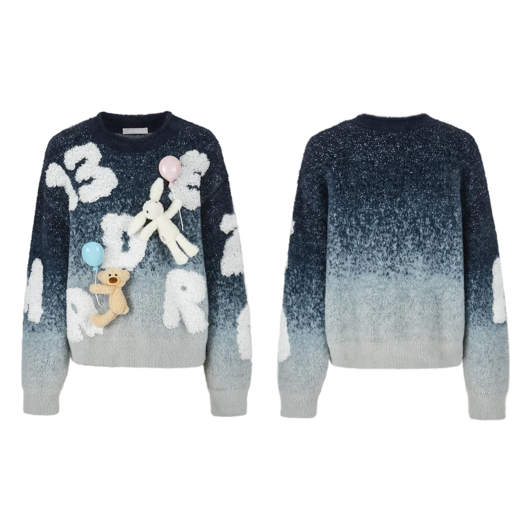 漂浮气球立体玩偶毛衣圆领针织衫DLDE1429