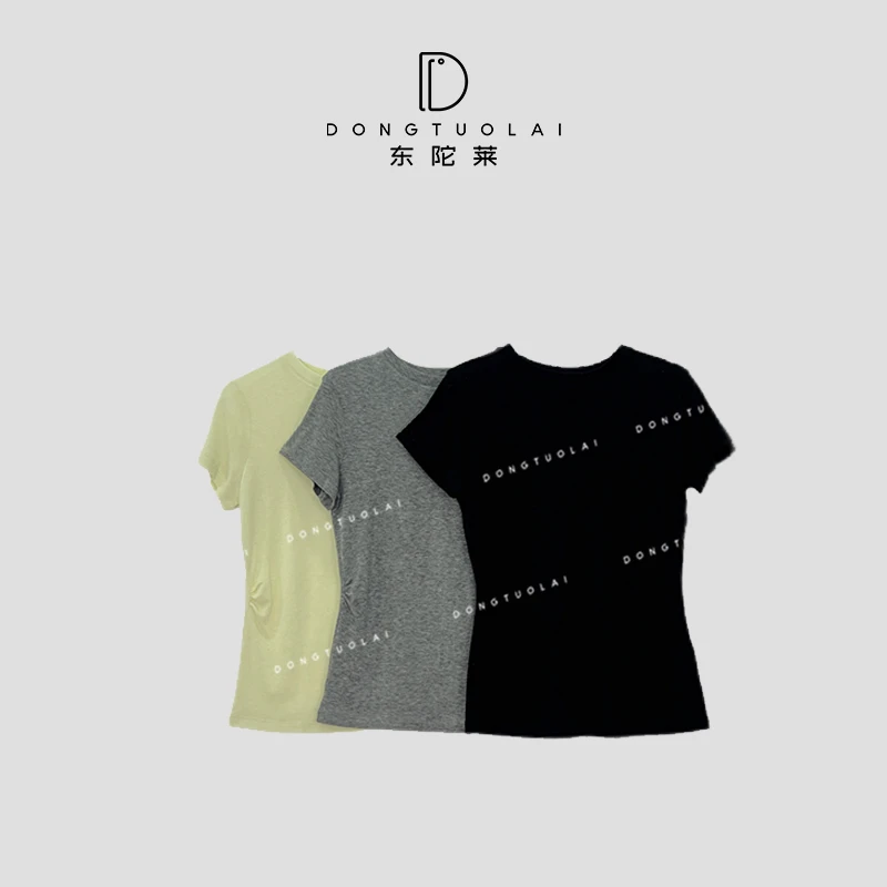 《元气T》打底上衣短袖针织时尚百搭女士设计师圆领套头复古纯色