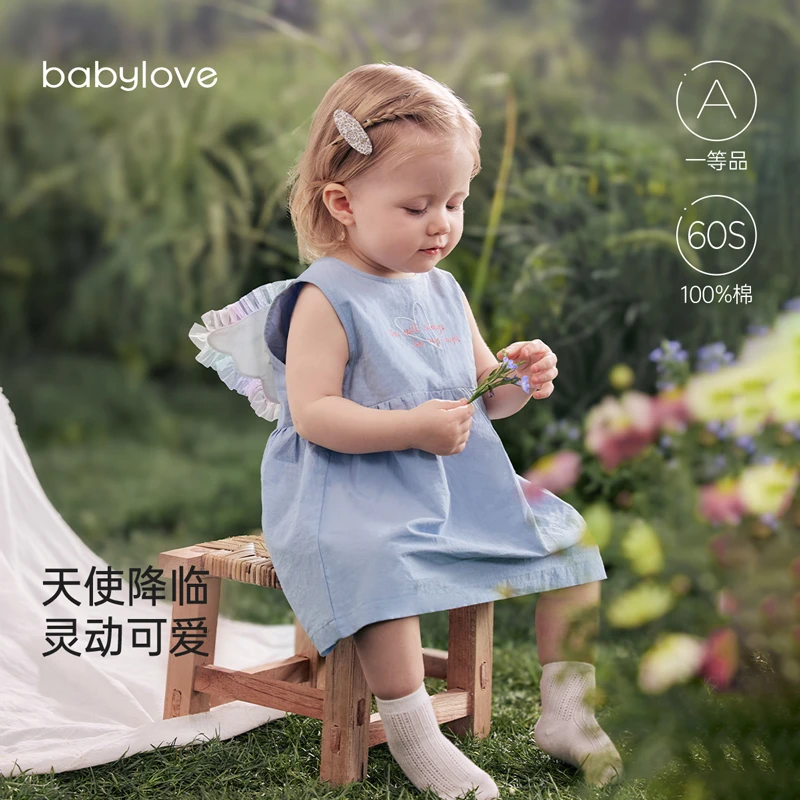 babylove女童夏季连衣裙纯棉亲肤透气吸汗无袖背心裙子外出公主裙