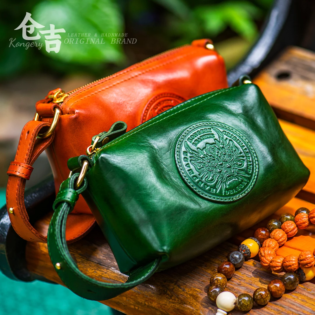 【龍隐雅藏】文玩包！仓吉手工头层牛皮手拿包手串零钱真皮手提包