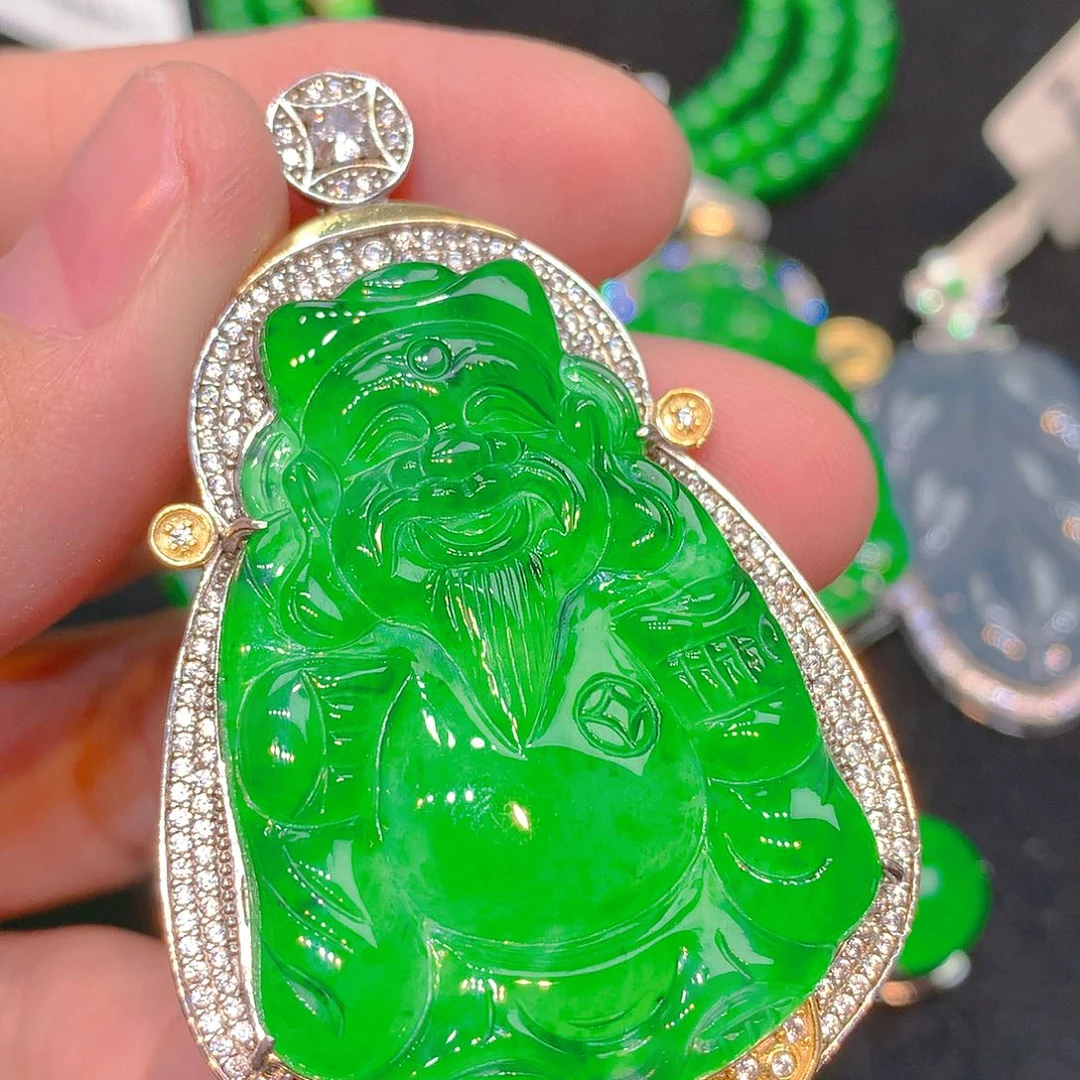 吊坠(不含链)银S925镶嵌翡翠翡翠