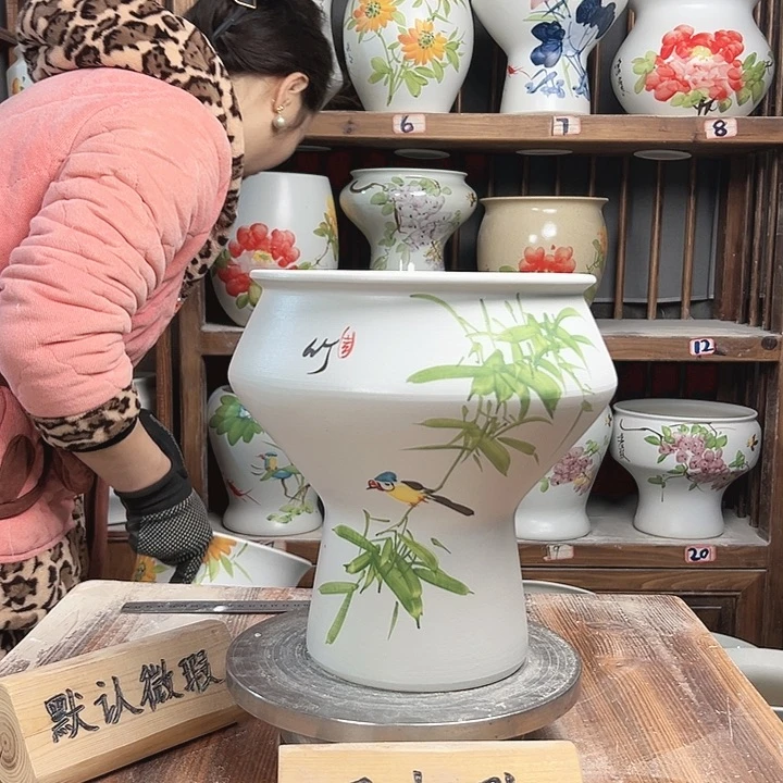 摆件高脚竹子鸟新款陶瓷陶瓷