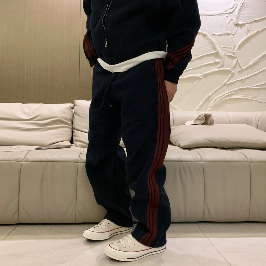 秋冬男士新品高级条纹抽绳宽松卫裤时尚百搭休闲宽松运动休闲裤