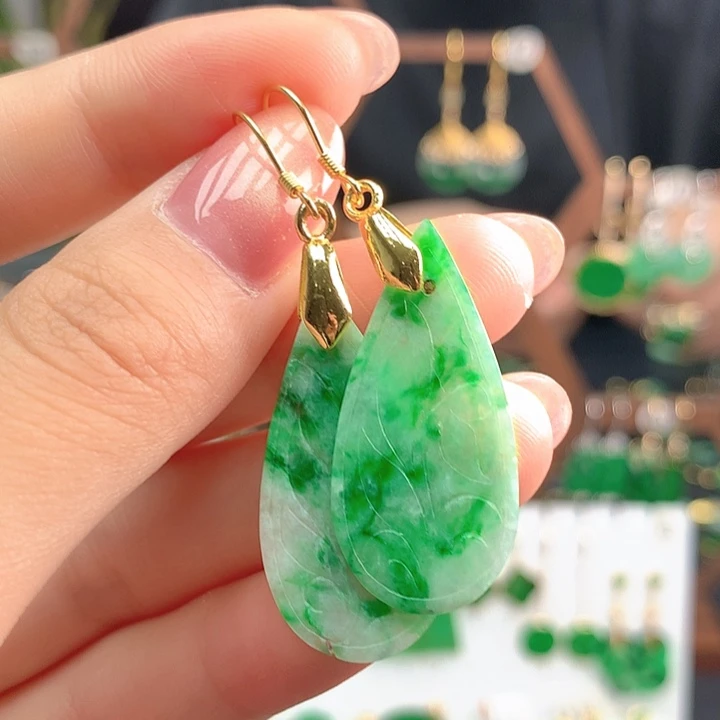 翡翠银S925镶嵌耳饰