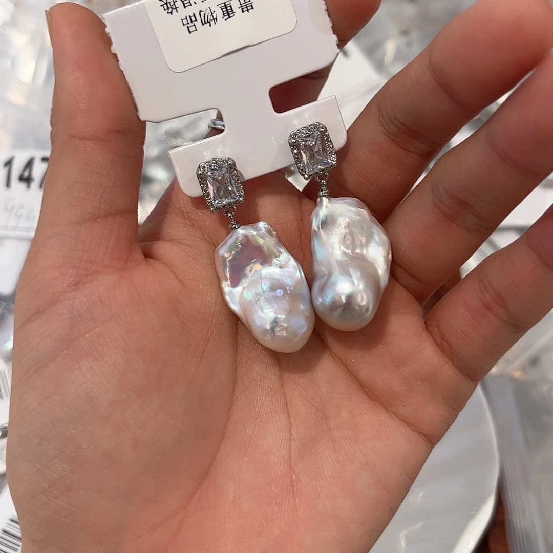 合金淡水珍珠耳饰