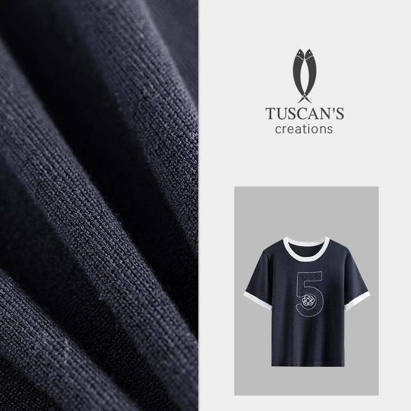 TUSCAN'S CREATIONS夏季通勤百搭T恤日常休闲套头针织衫时代双鱼