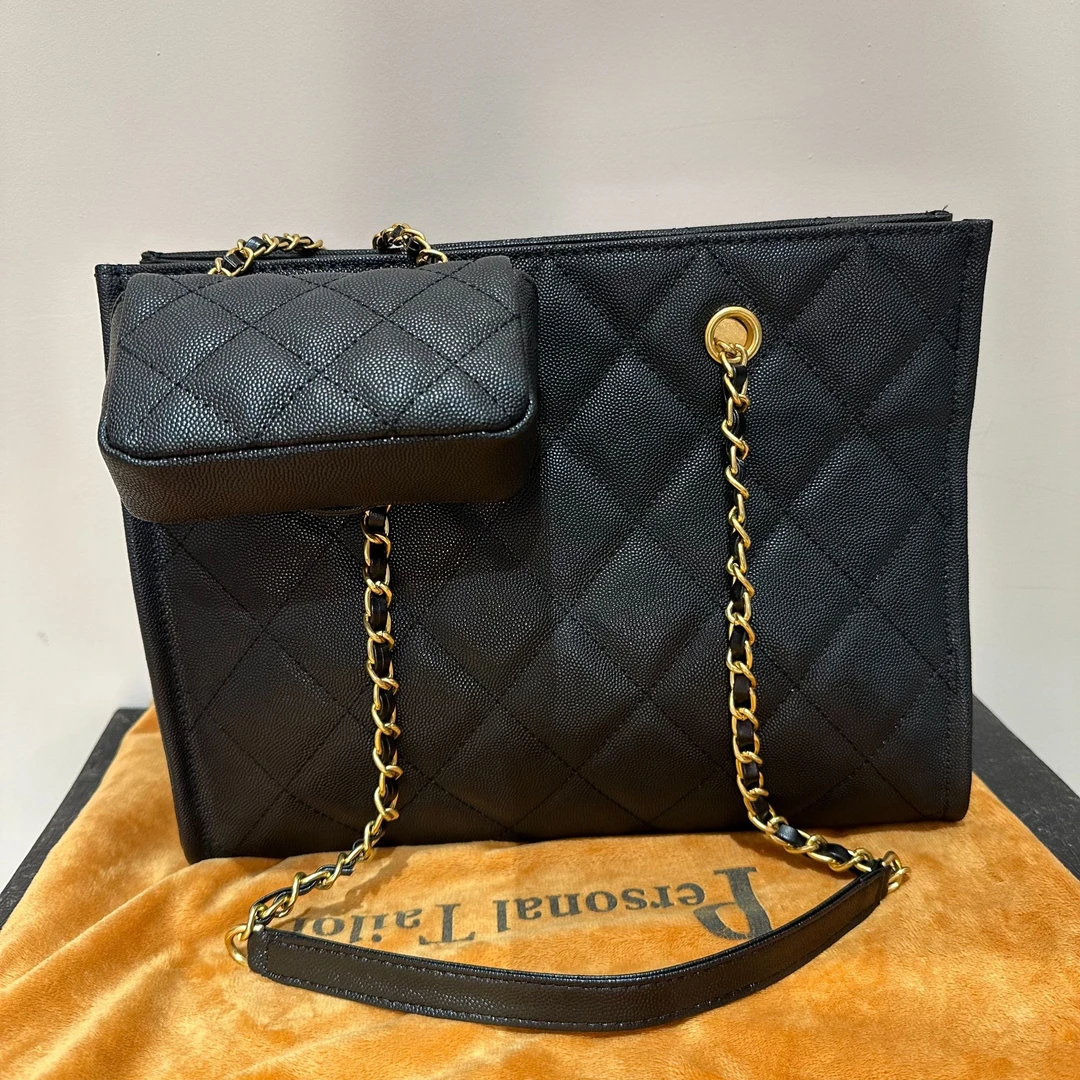 手工真皮包550821-托特菱格酱香 外口袋