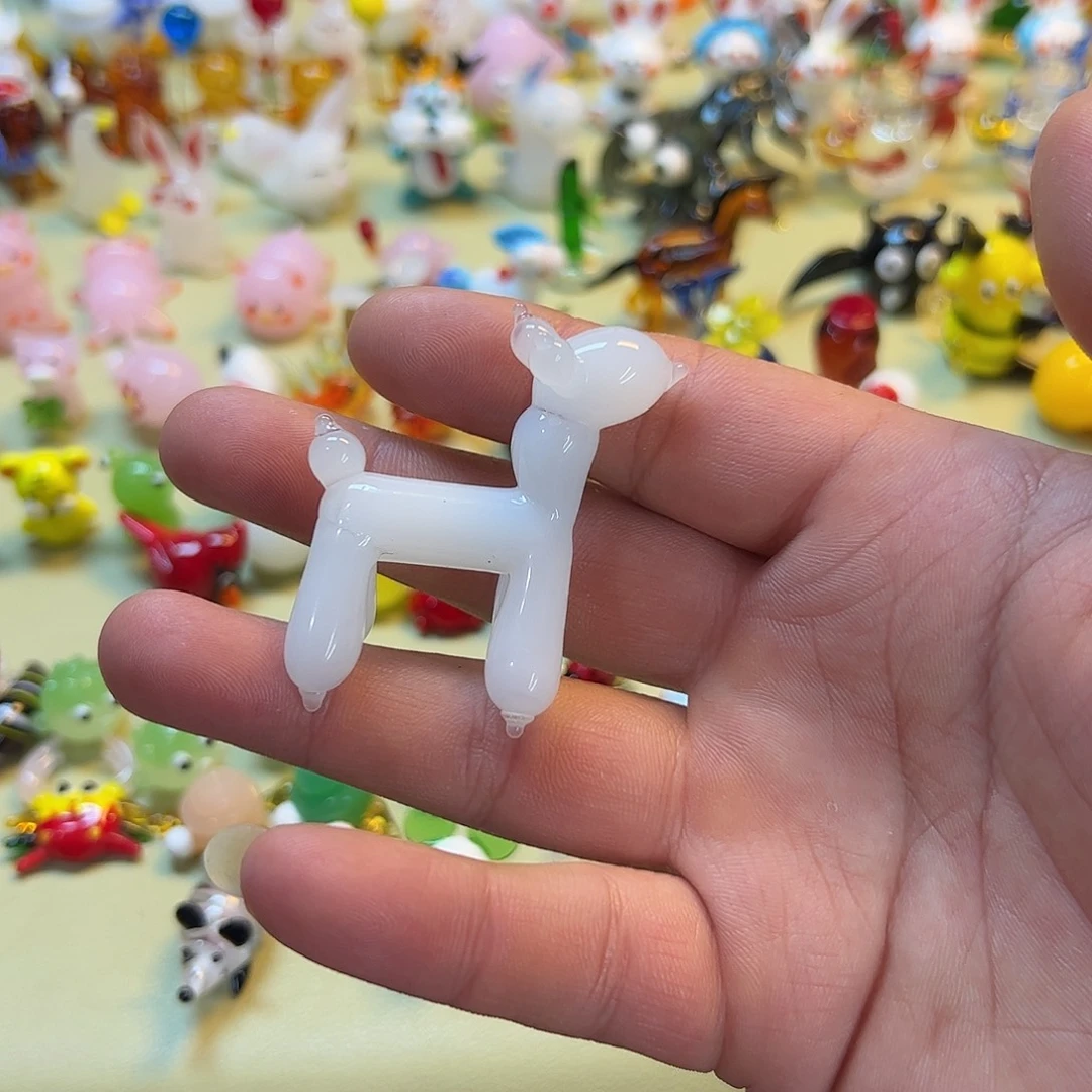 玻璃手工琉璃摆件 玉料气球狗