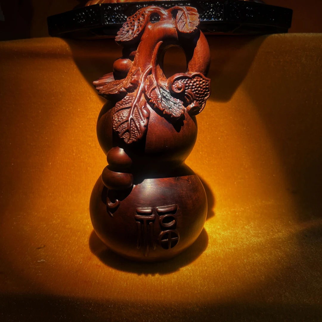 天然雷击枣木龙首大雷裂葫芦摆件