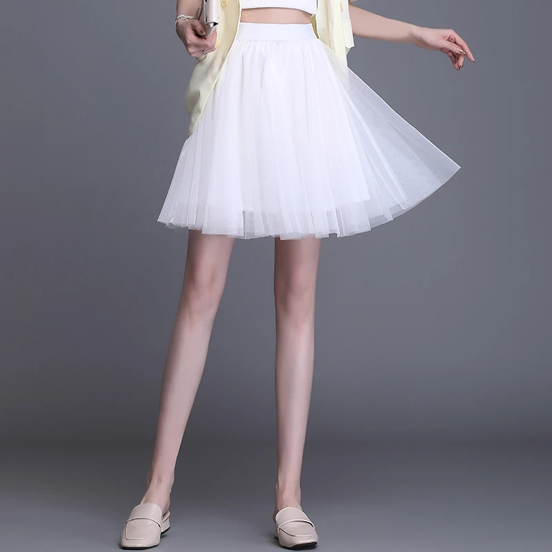 白色网纱半身裙A字短裙2025年夏季新款裙子女显腿长好看显瘦
