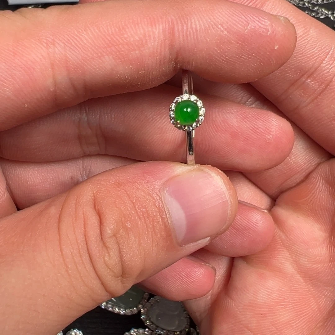 翡翠银S925镶嵌戒指