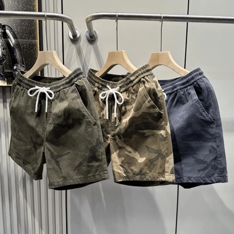 短裤男纯棉夏季薄款宽松美式痞帅男速干工装裤青年抽绳三四分短裤