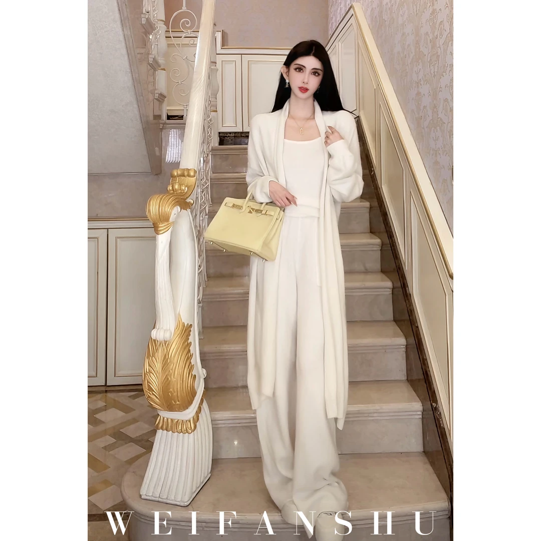 WEIFANSHU/魏凡舒【慵懒调性】秋冬新款轻奢气质慵懒针织休闲套装