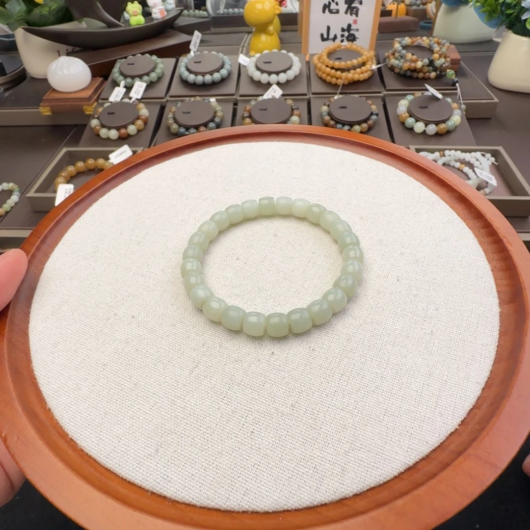 和田玉未镶嵌手链卡8直切且末蓝福利，61