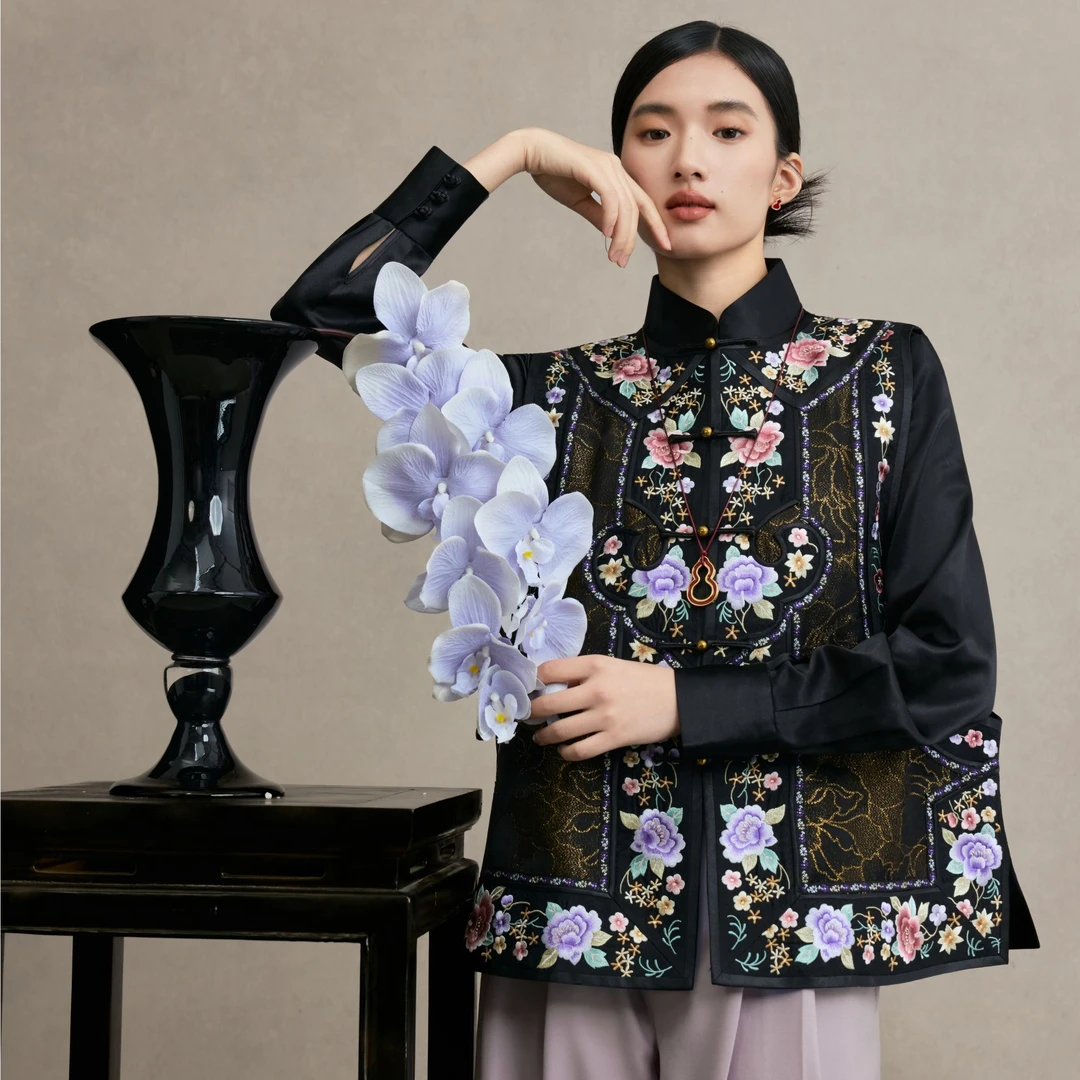「花溪」丽古龙复古中国风手工原创设计感百搭国潮女装汉服马甲